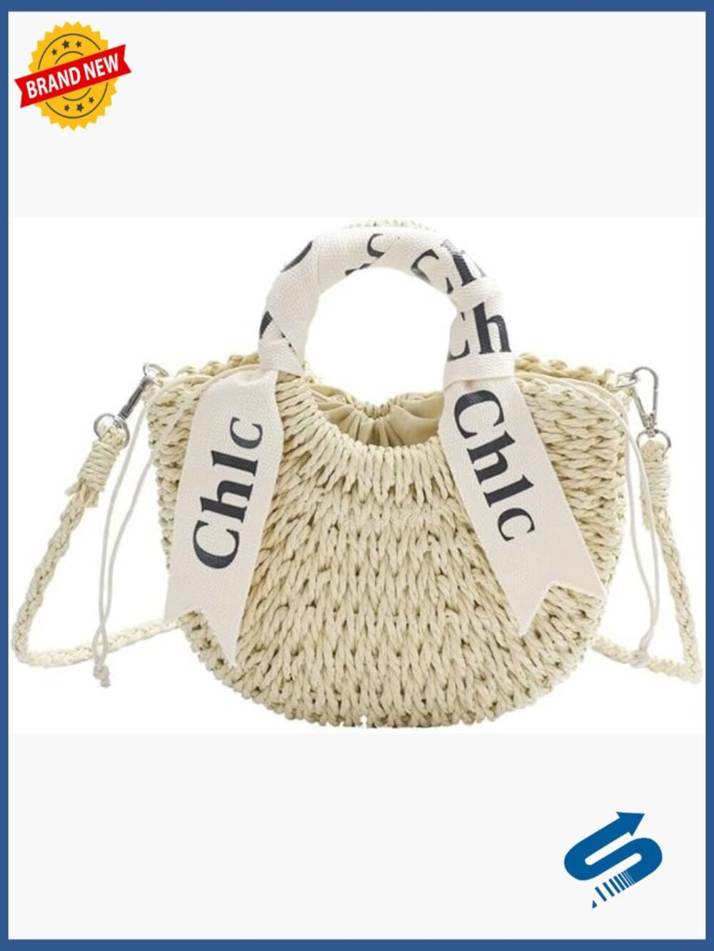 Woven Straw Handbag - Summer Beach Crossbody Bag
